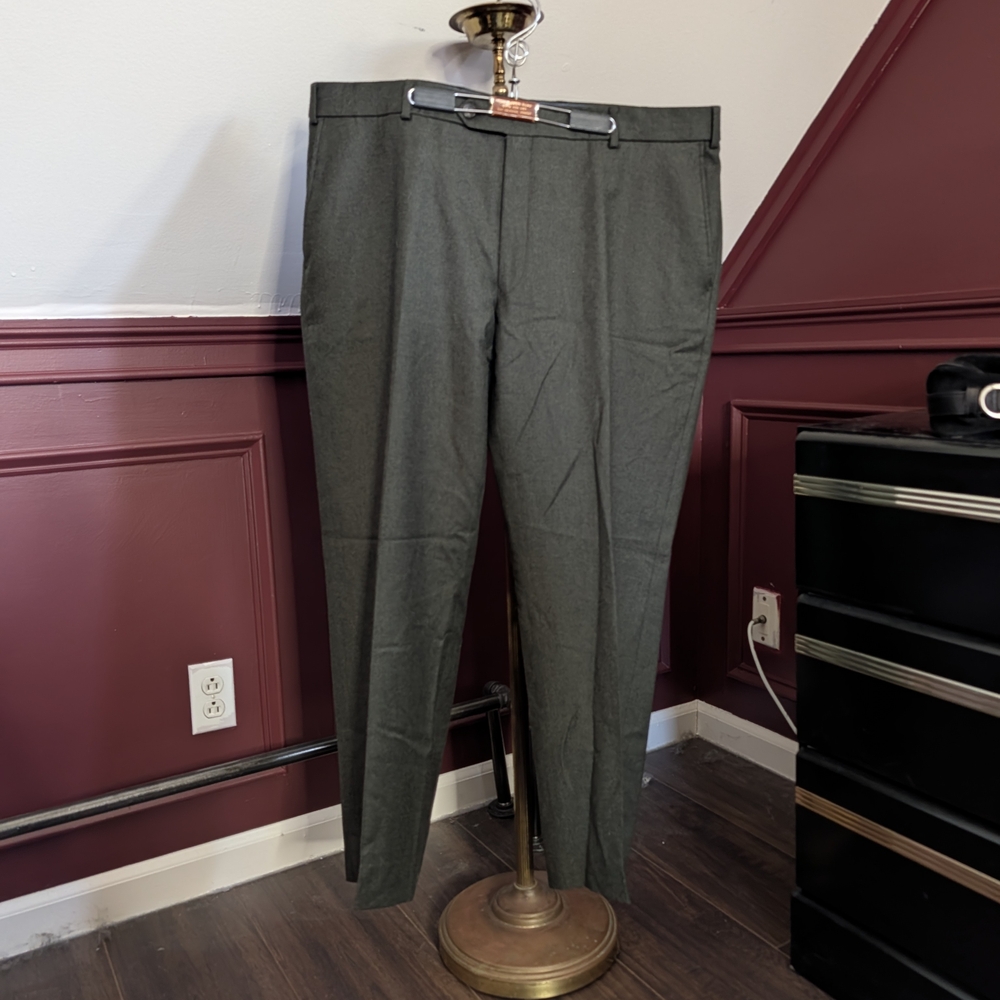 BALLIN Green Wool Cashmere Flannel Confort EZE Dress Pants Trousers 40